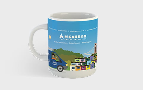 Branded mugs for heating engineers