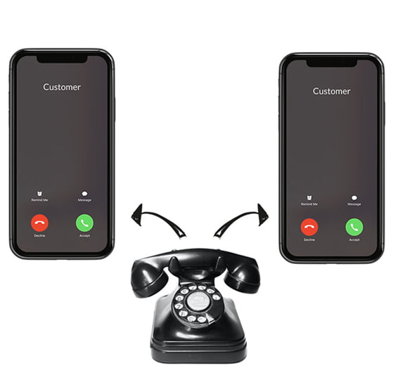 Landline number calls two mobiles