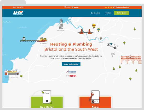 AMW Heating engineers website rebrand