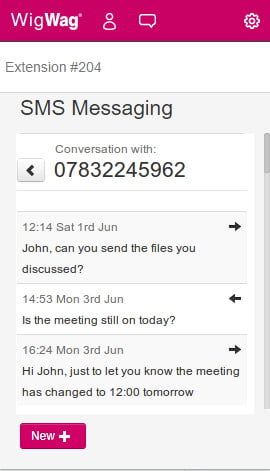 WigWag chrome extension full sms message