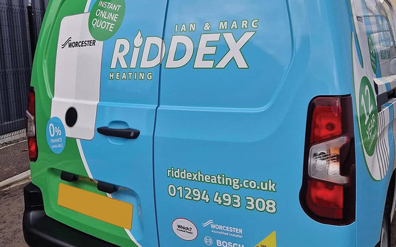 Riddex Heating Services van designs by WigWag Nottingham