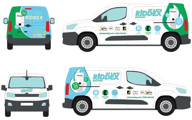 Riddex heating van designs by WigWag Nottingham