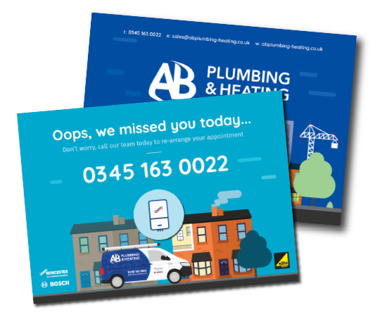 Missed apointment cards WigWag AB Plumbing & Heating