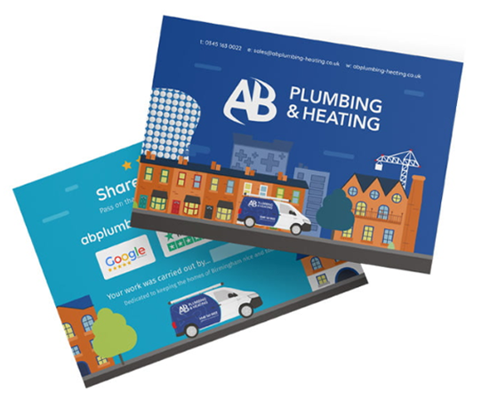 AB Plumbing & Heating WigWag Post Card Design Experts Nottingham