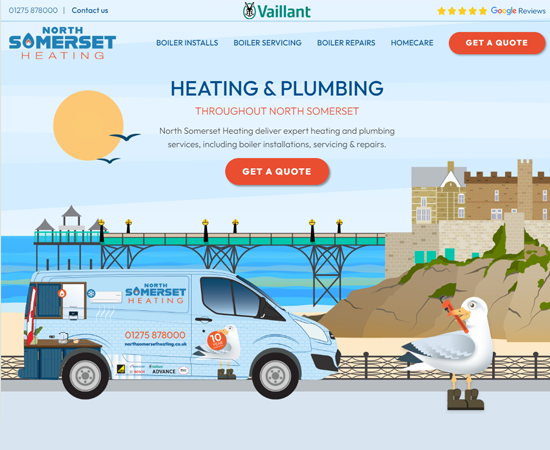 North Somerset heating bespoke new website