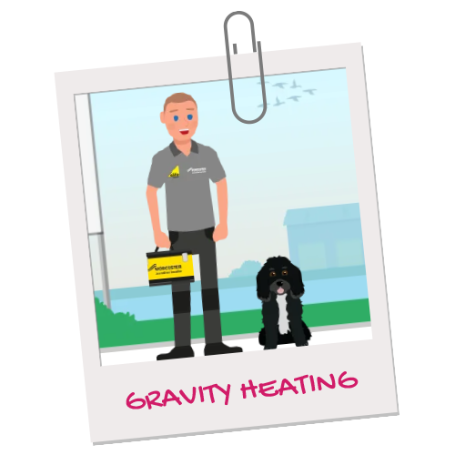 Gravity heating team pet illustration