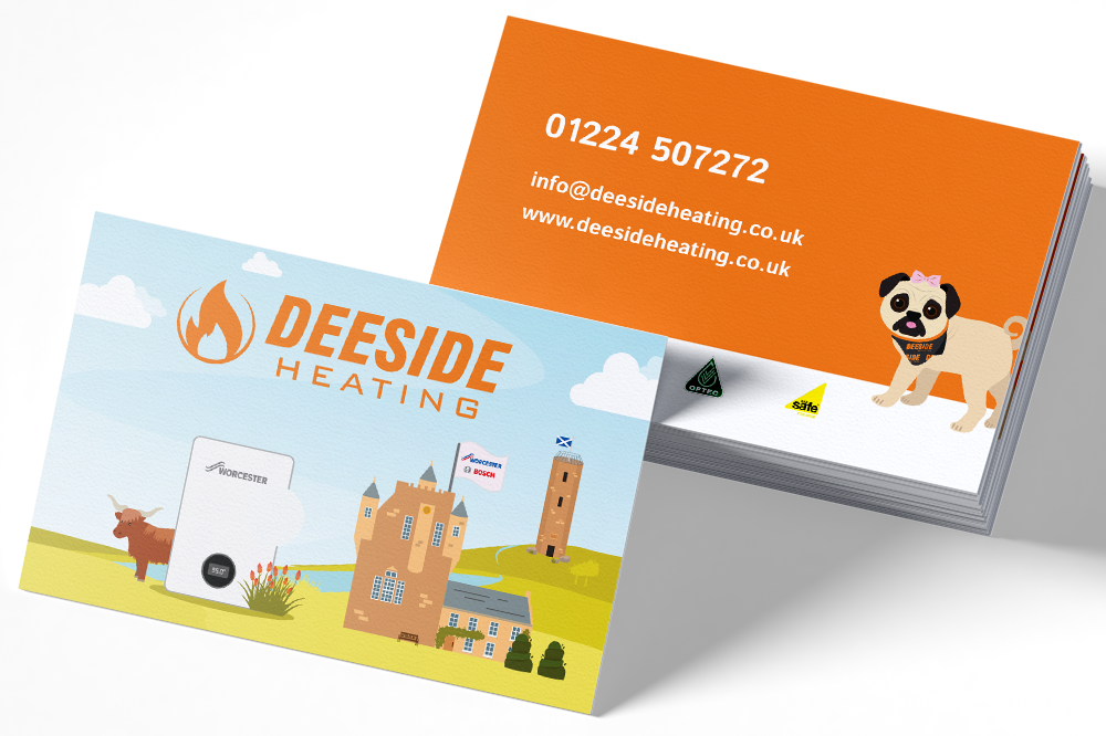 Deeside Heating business cards WigWag