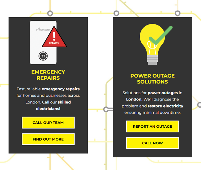 Clean and responsive websites for electricians
