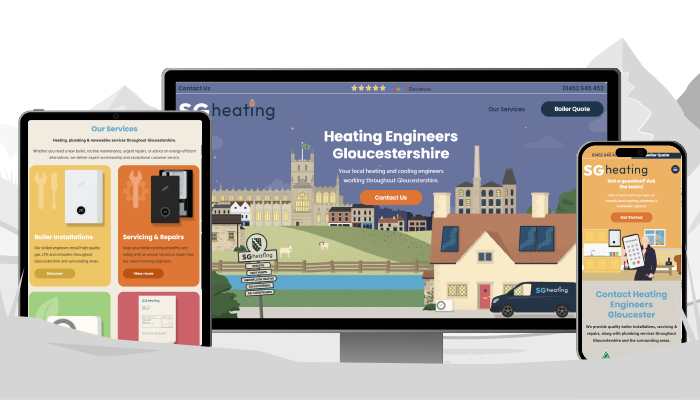 SG Heating website screens mobile