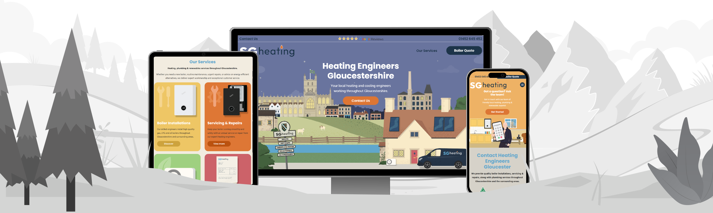 SG Heating website screens