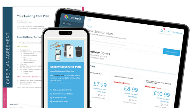 Quick and easy set up of boiler service plans