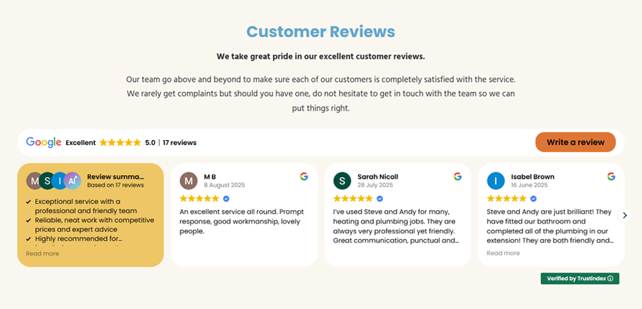 Display customer reviews