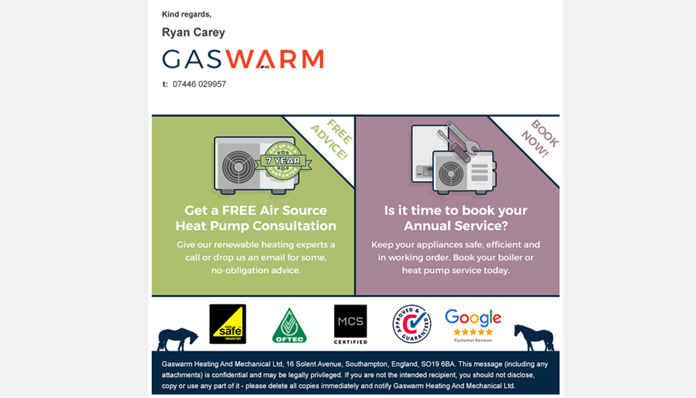 Gaswarm bespoke email signature