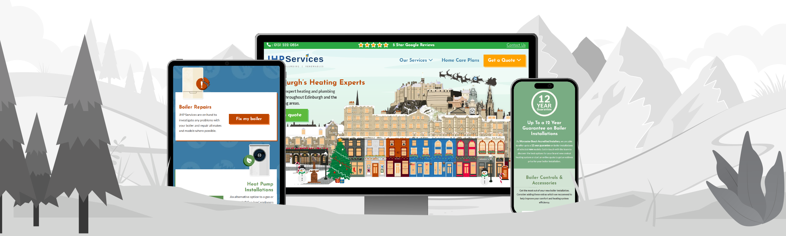 JHP bespoke website screens