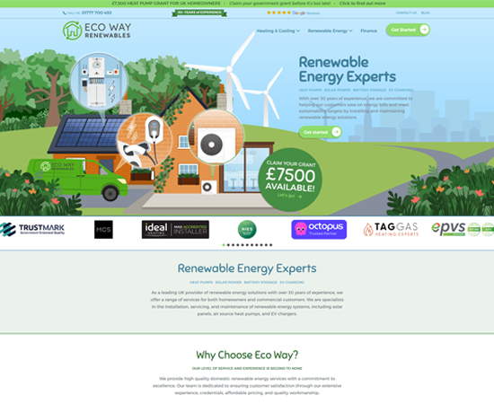 Eco Way Renewables bespoke website