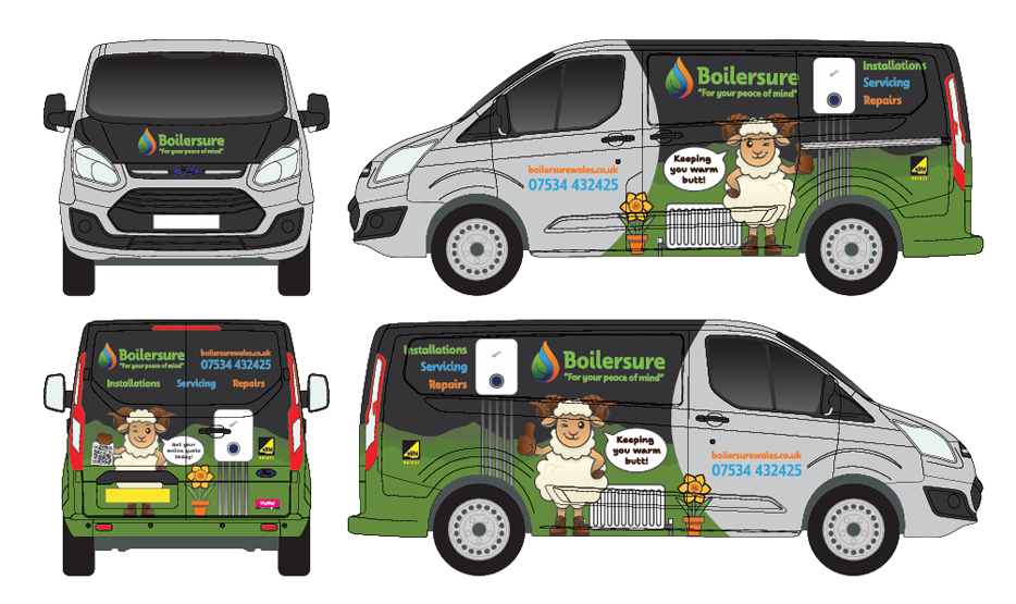 Boilersure expert van illustrations