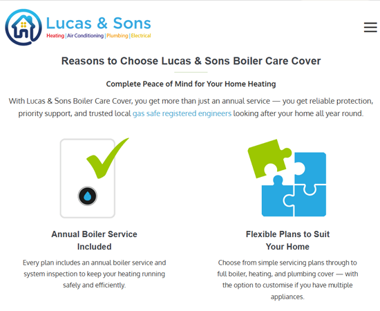Lucas and sons boiler care cover plans